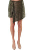 FULL SEQUINED MINI SKIRT WITH GREEN DRAPING