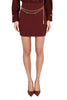 CREPE MINI SKIRT WITH BORDEAUX JEWEL CHAIN