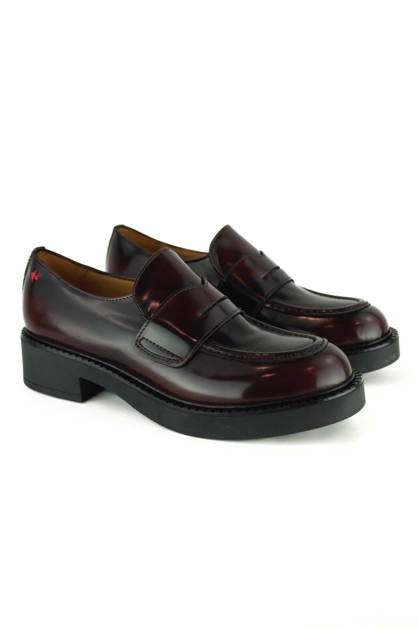 Gio mocassino donna in pelle bordeaux