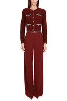 Elisabetta Franchi pantalone a palazzo con cintura bordeaux