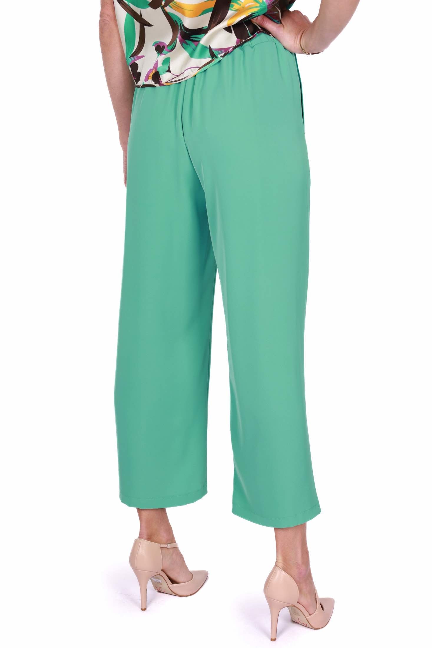 Emme Marella pantalone a palazzo con elastico verde