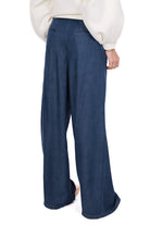 Please pantalone a palazzo con pinces blu