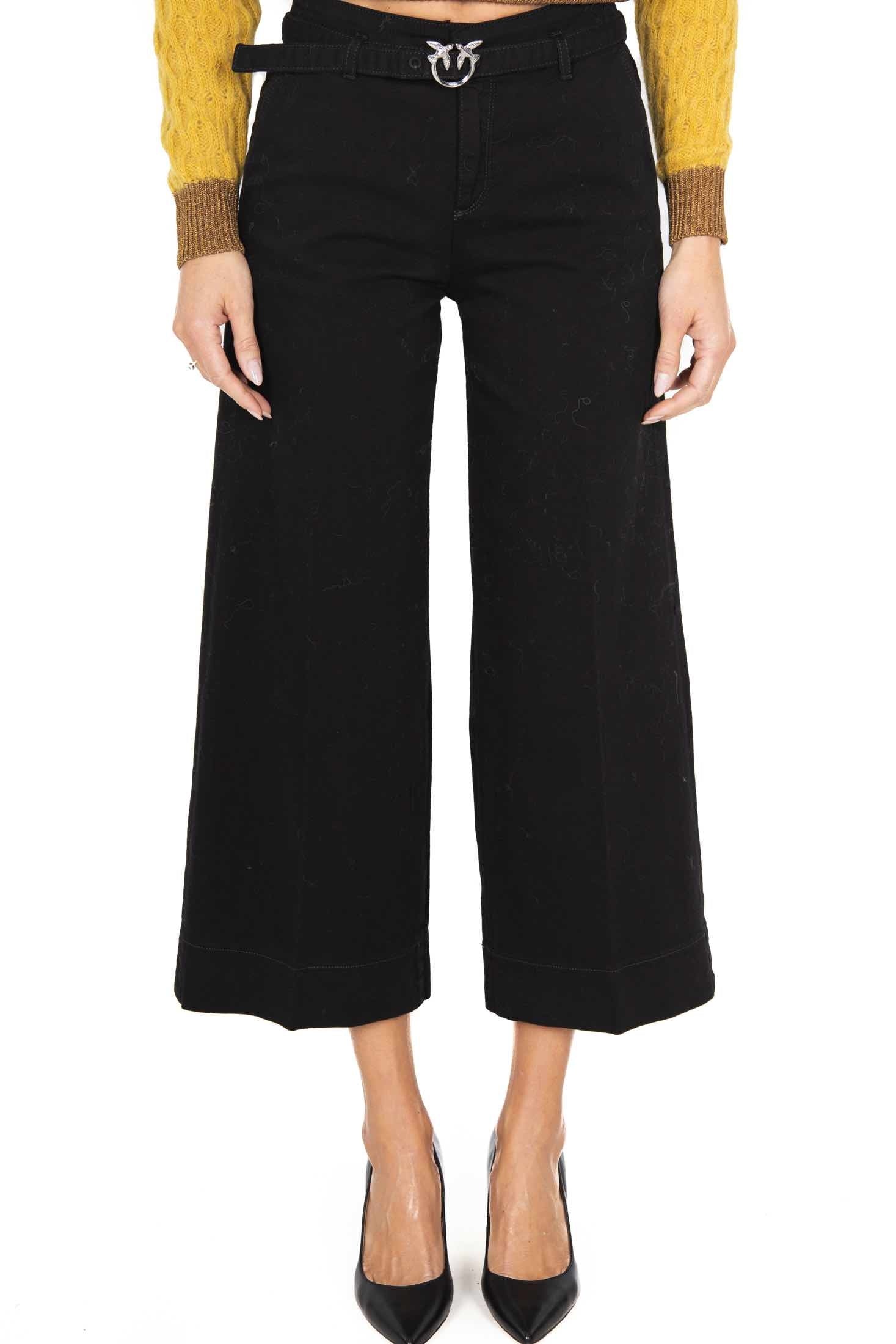 Pinko pantalone a palazzo in bull di cotone nero