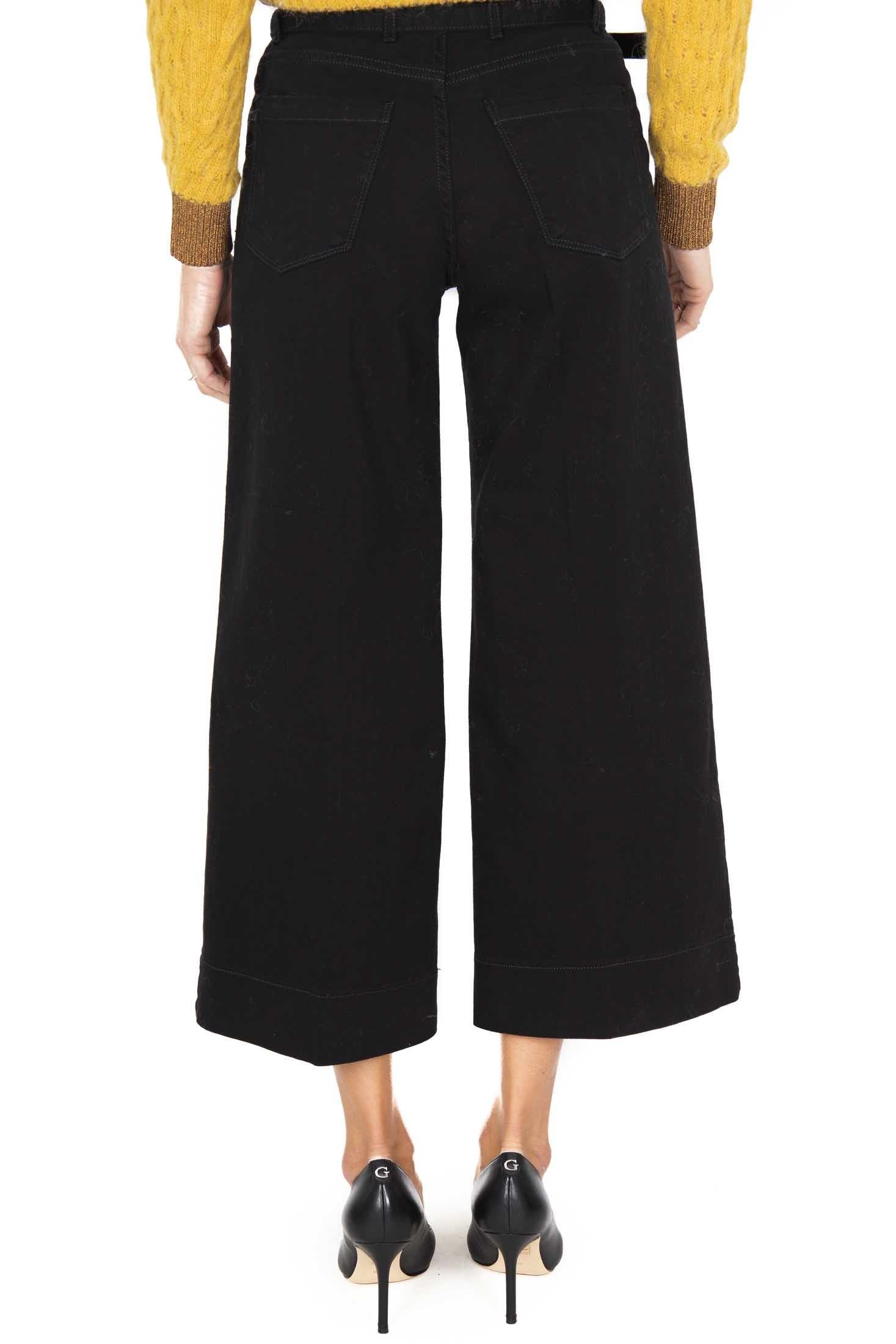 Pinko pantalone a palazzo in bull di cotone nero