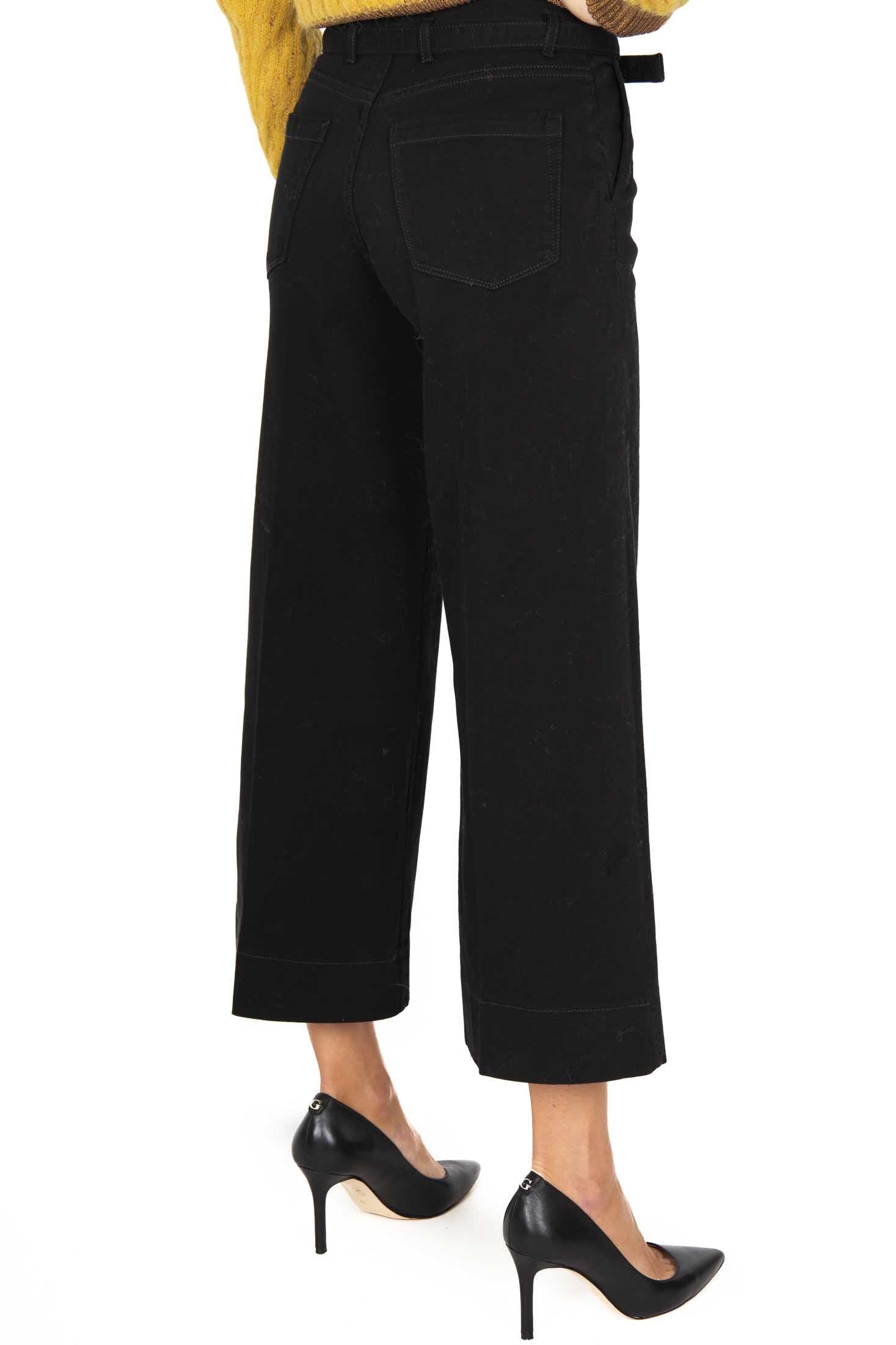 Pinko pantalone a palazzo in bull di cotone nero