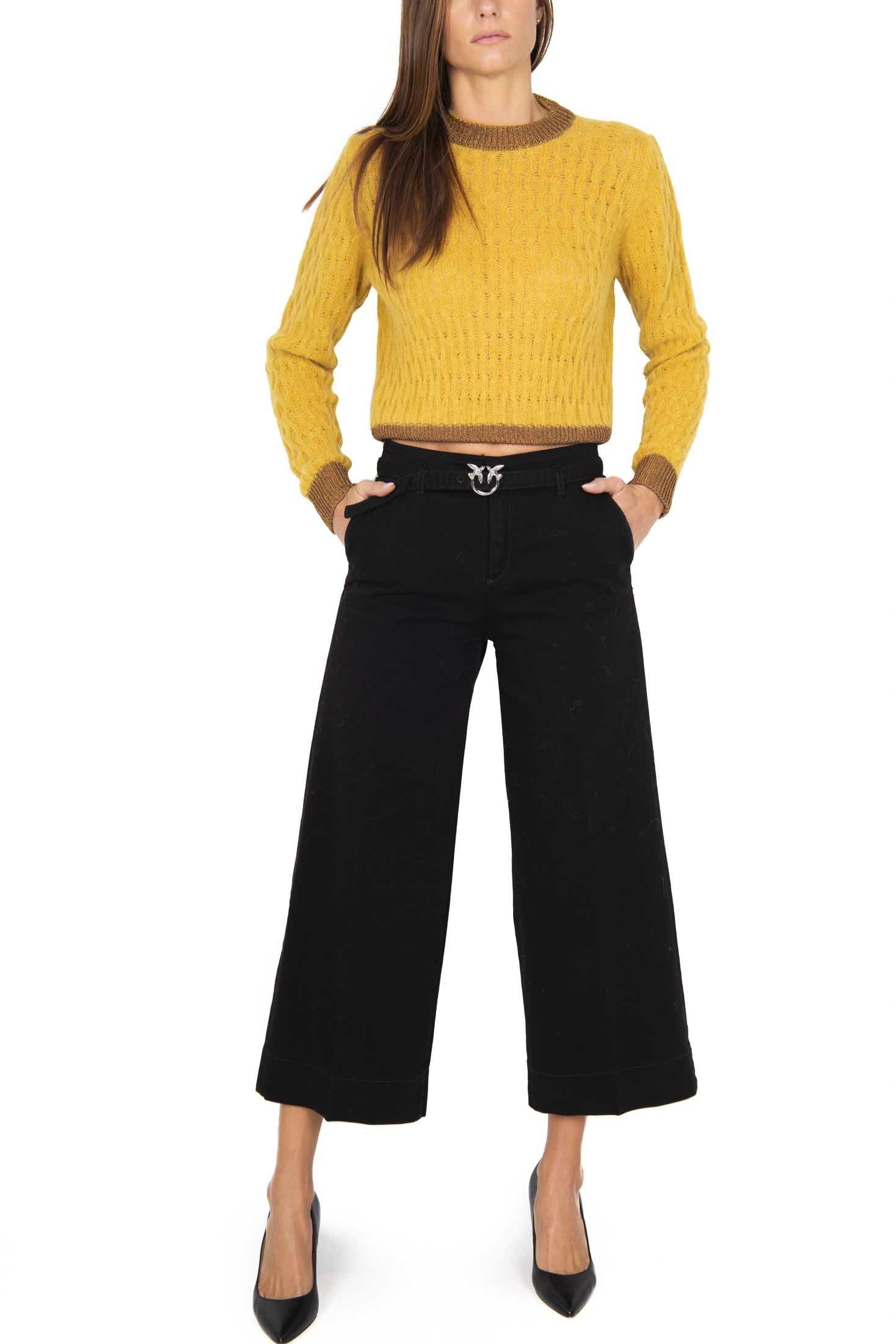 Pinko pantalone a palazzo in bull di cotone nero