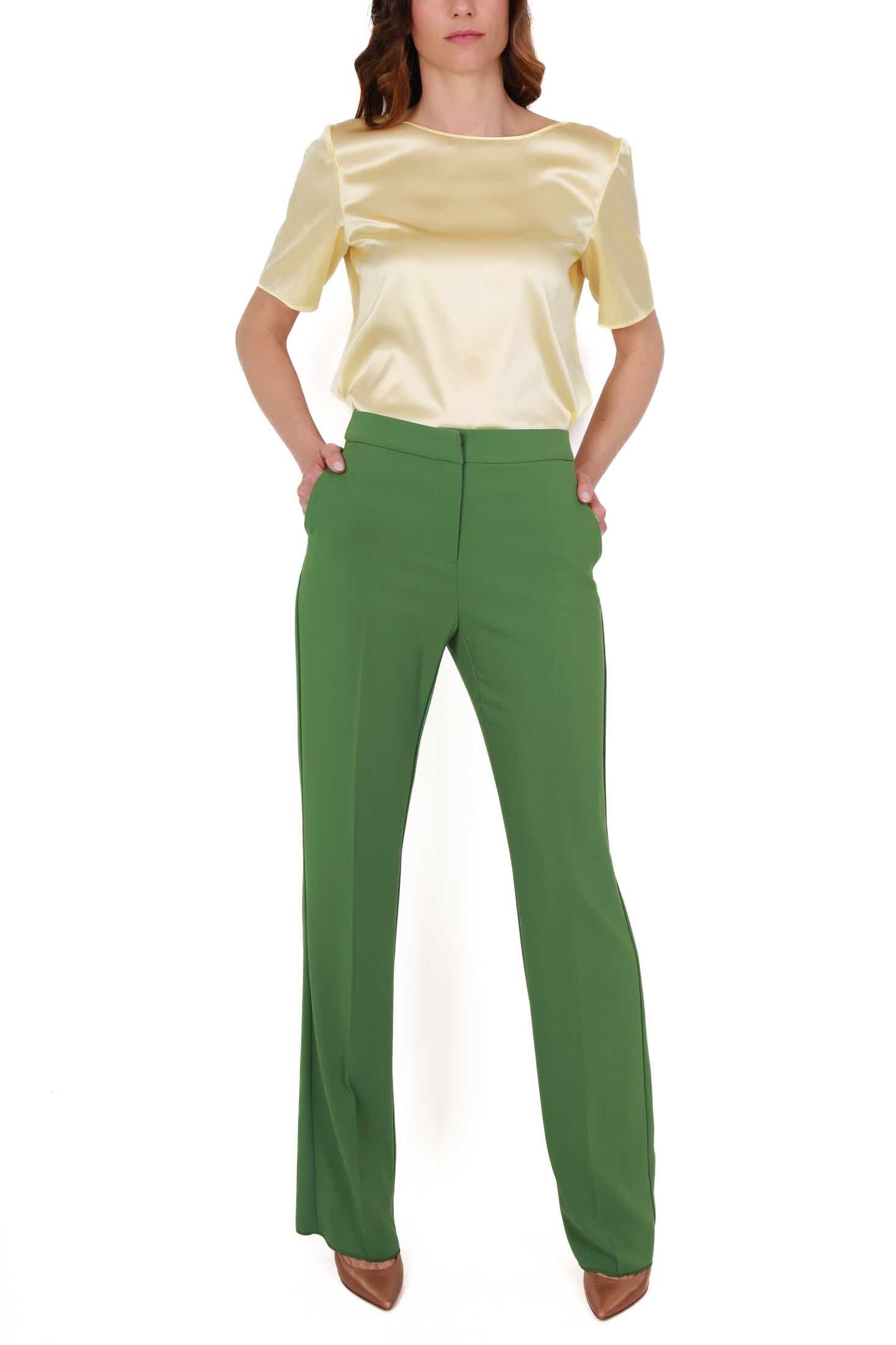 Pennyblack pantalone a palazzo in cady stretch verde