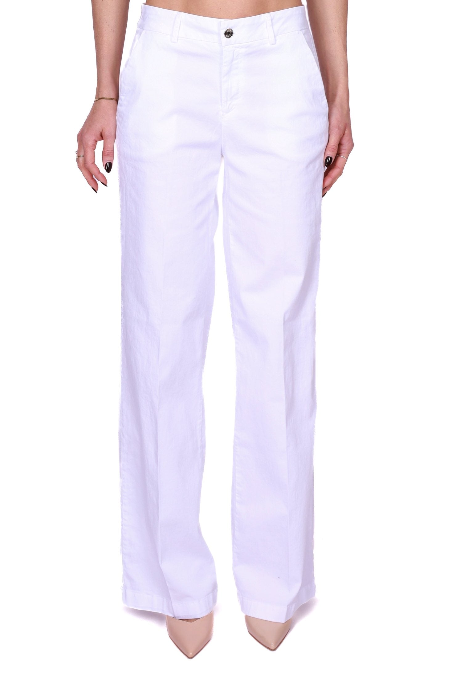 Liu Jo White pantalone a palazzo in cotone bianco