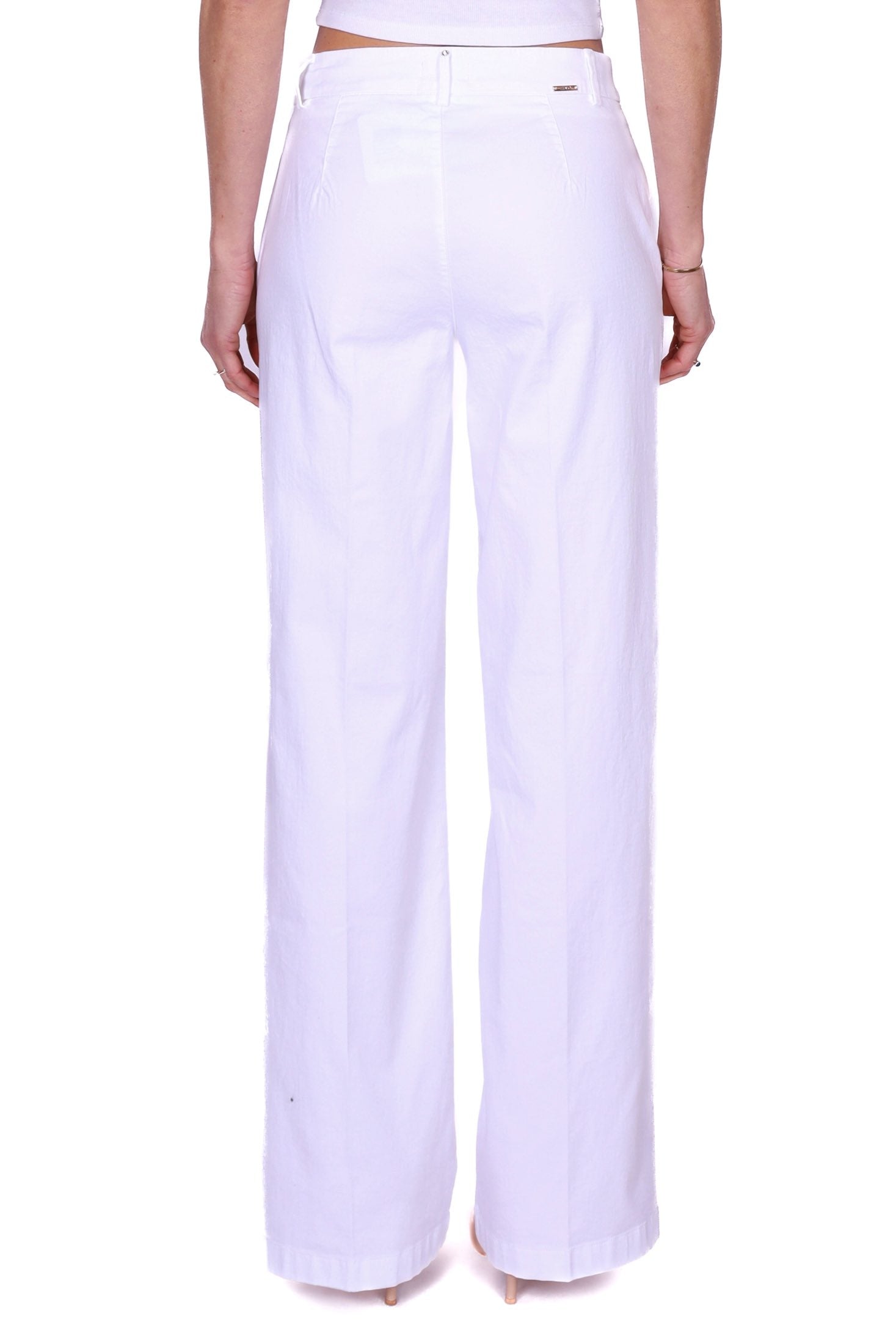 Liu Jo White pantalone a palazzo in cotone bianco