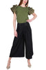 BLACK COTTON POPLIN PALAZZO TROUSERS