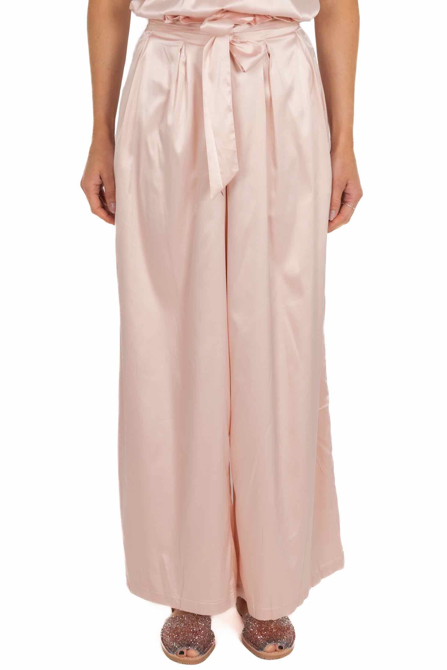 Molly pantalone a palazzo in raso satin rosa