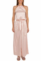 Molly pantalone a palazzo in raso satin rosa