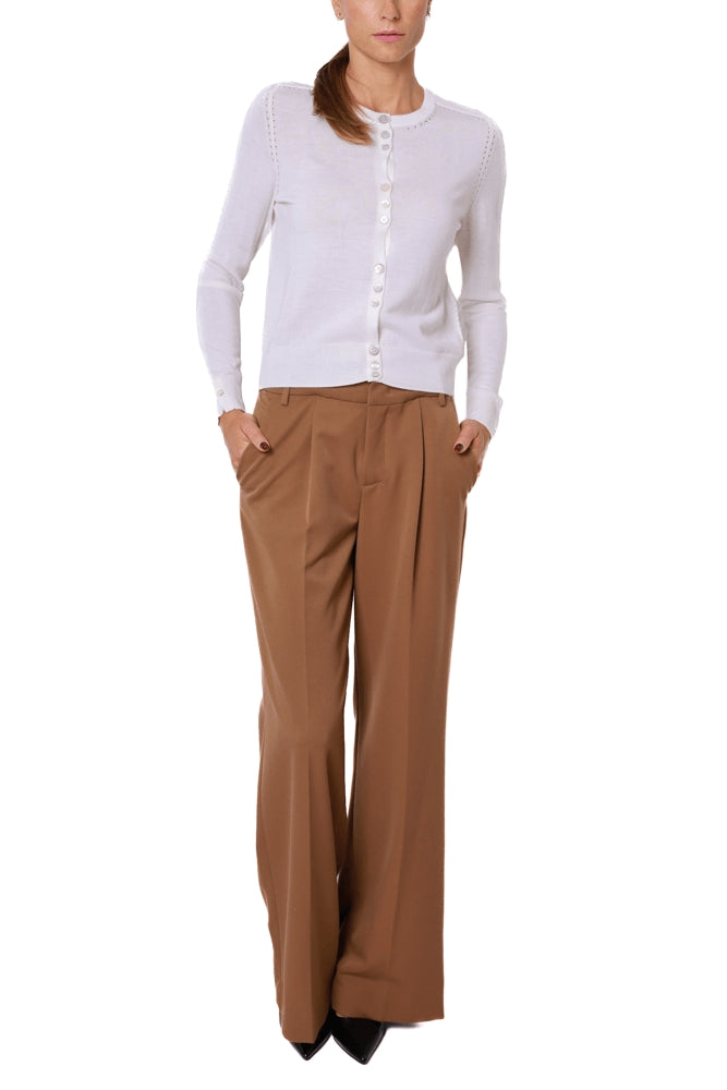 Liu Jo White pantalone a palazzo in tessuto stretch cammello