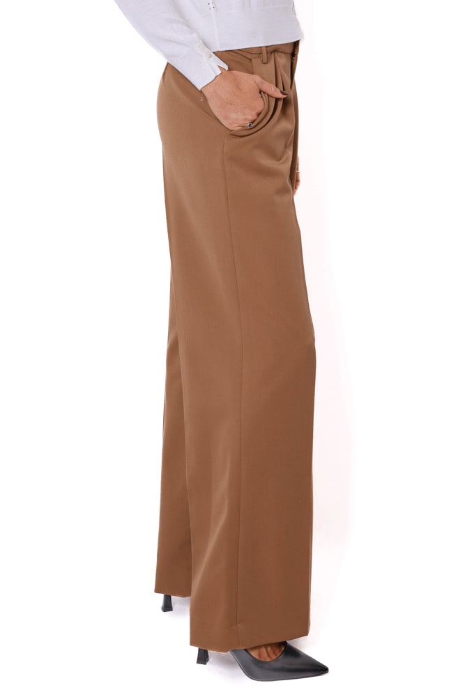 Liu Jo White pantalone a palazzo in tessuto stretch cammello