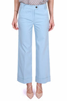 Emme Marella pantalone a palazzo misto cotone stretch azzurro