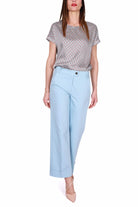 Emme Marella pantalone a palazzo misto cotone stretch azzurro