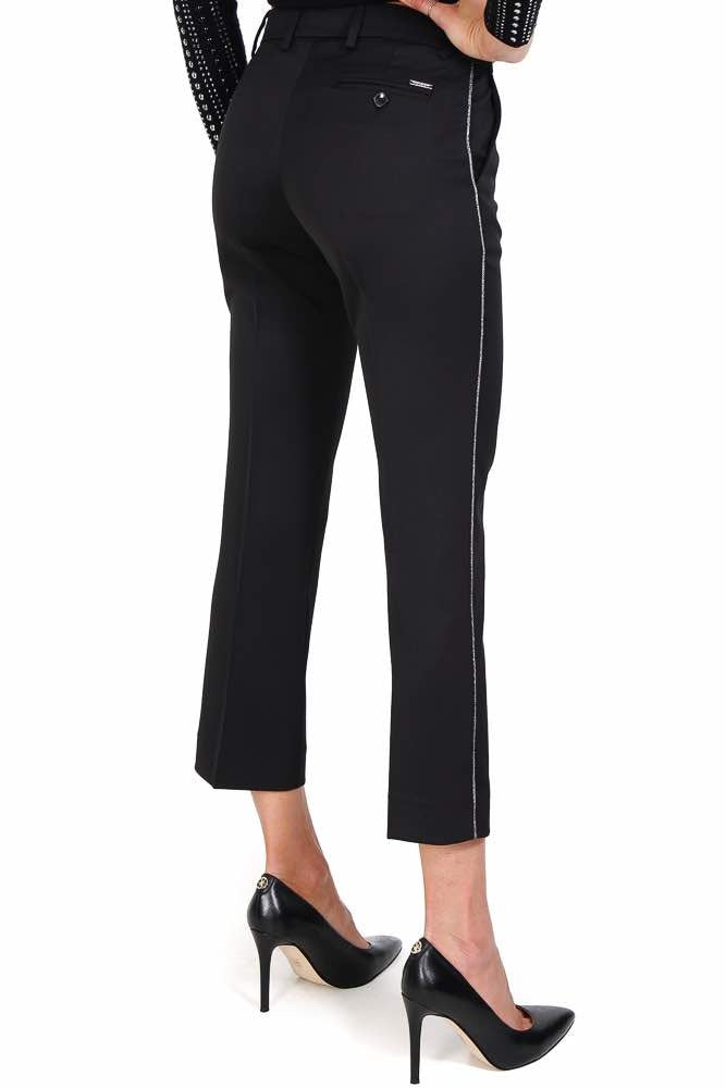 Liu Jo White pantalone a sigaretta cropped in misto lana nero