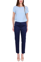 Emme Marella pantalone a sigaretta in cotone blu