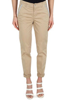 Liu Jo White pantalone a sigaretta in cotone con strass beige