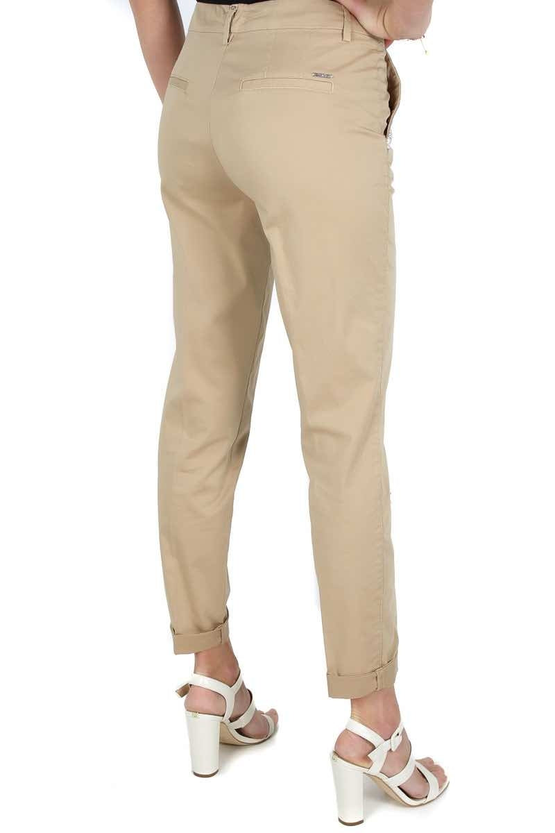 Liu Jo White pantalone a sigaretta in cotone con strass beige