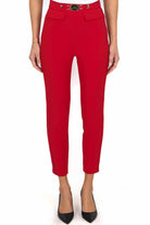 Elisabetta Franchi pantalone a sigaretta in crÈpe stretch rosso