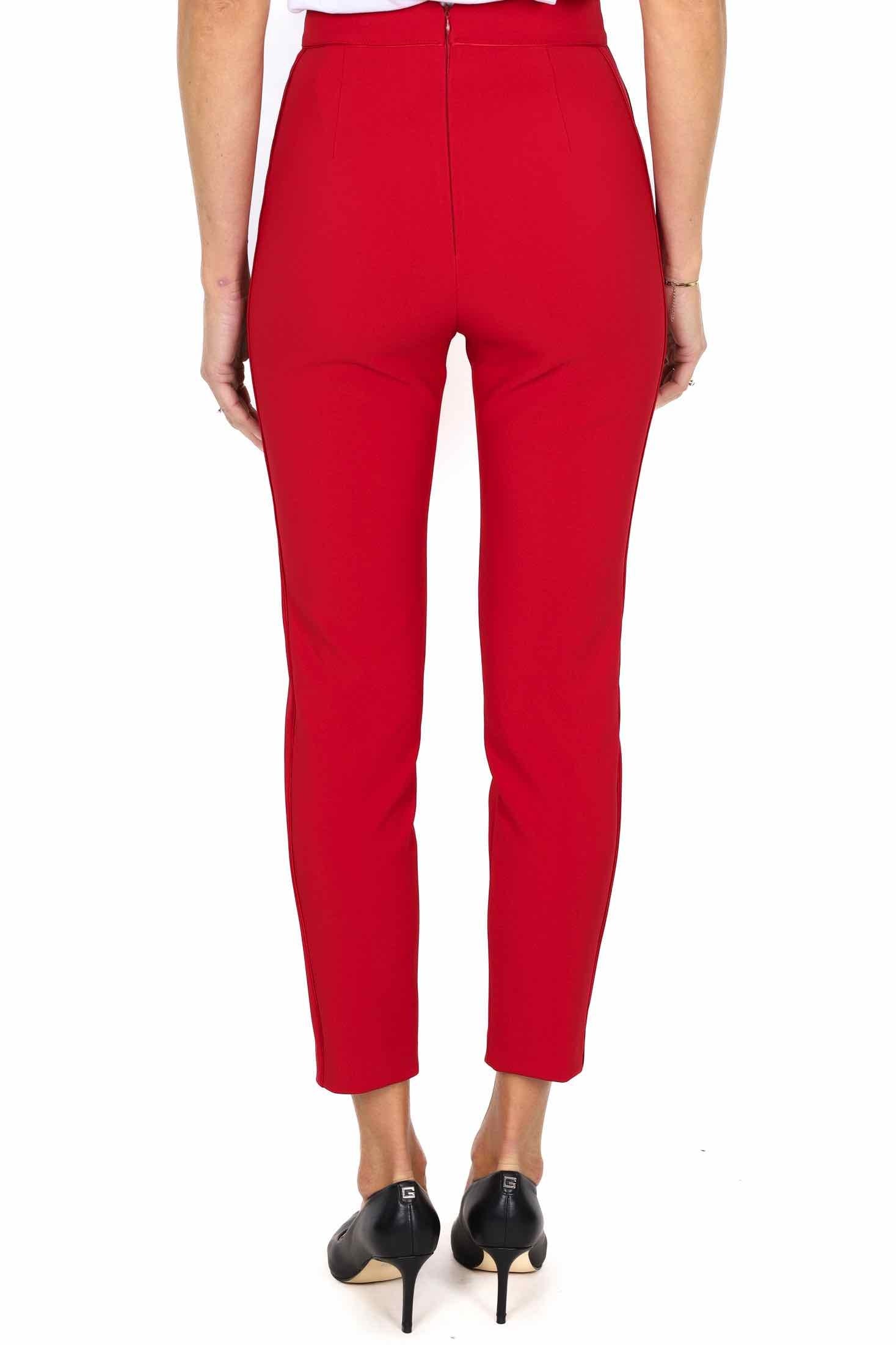 Elisabetta Franchi pantalone a sigaretta in crÈpe stretch rosso