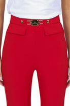 Elisabetta Franchi pantalone a sigaretta in crÈpe stretch rosso