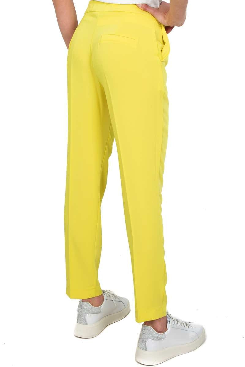 Le Streghe pantalone a sigaretta in tessuto fluido giallo