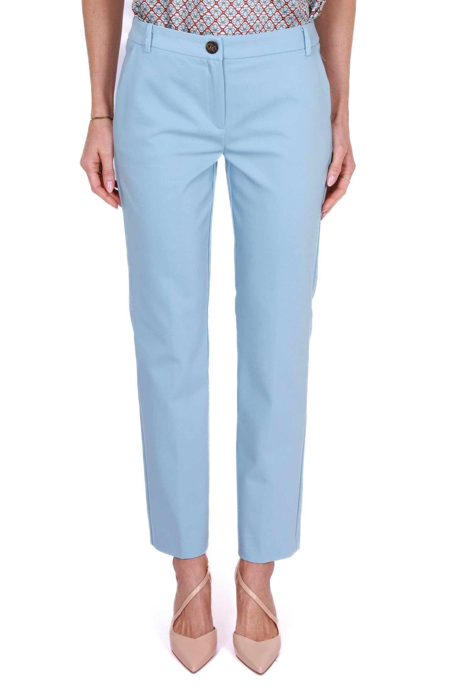 Emme Marella pantalone a sigaretta misto cotone stretch azzurro