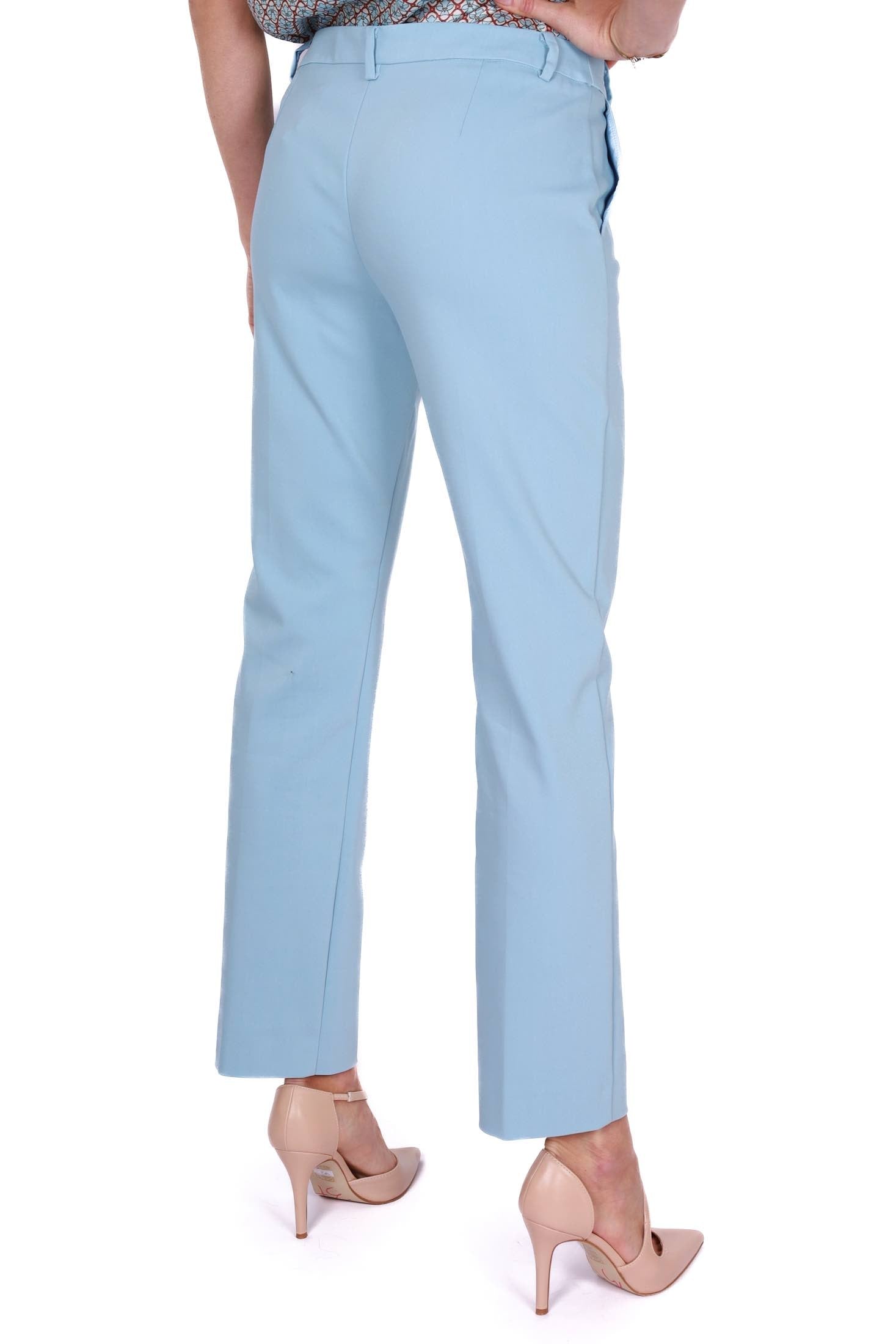 Emme Marella pantalone a sigaretta misto cotone stretch azzurro