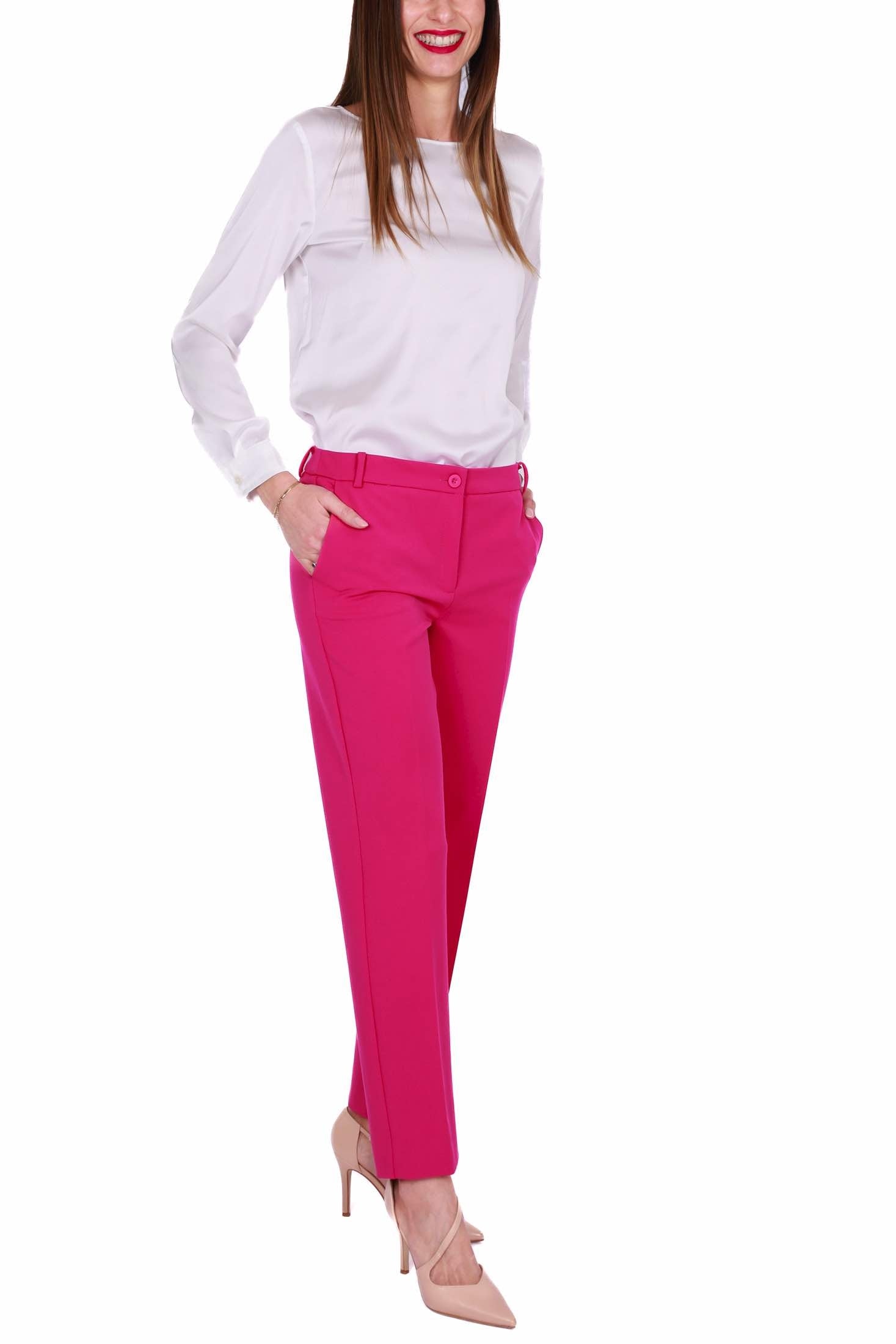 Emme Marella pantalone a sigaretta misto viscosa fuxia