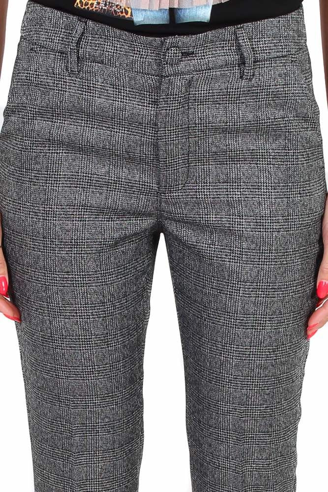 Liu Jo White pantalone a sigaretta principe di galles. grigio