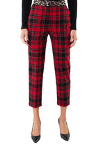 Guess Donna pantalone a sigaretta stampa tartan rosso