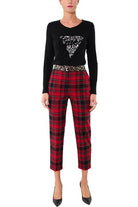 Guess Donna pantalone a sigaretta stampa tartan rosso