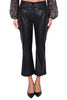 BLACK ECO-LEATHER FLARED TROUSERS