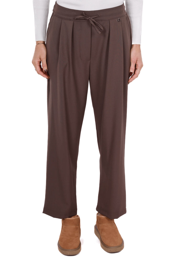 Dixie pantalone baggy con elastico in vita marrone