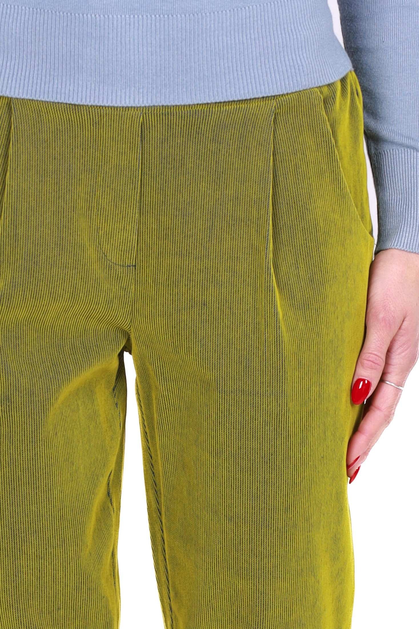 Fracomina pantalone baggy in velluto a coste verde