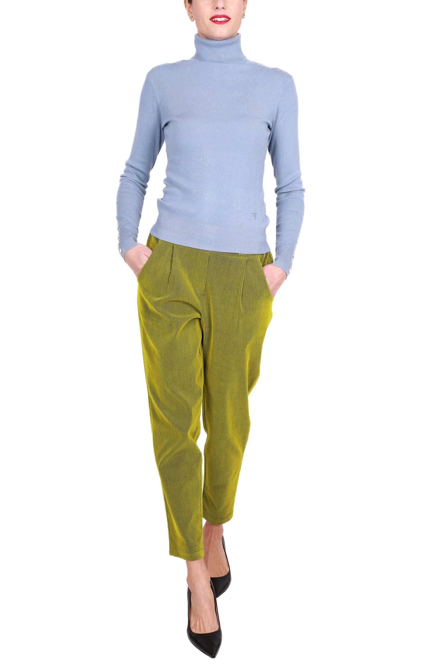 Fracomina pantalone baggy in velluto a coste verde