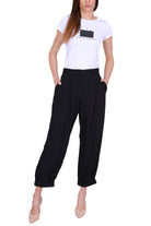 Ax Donna pantalone baggy tessuto di viscosa nero