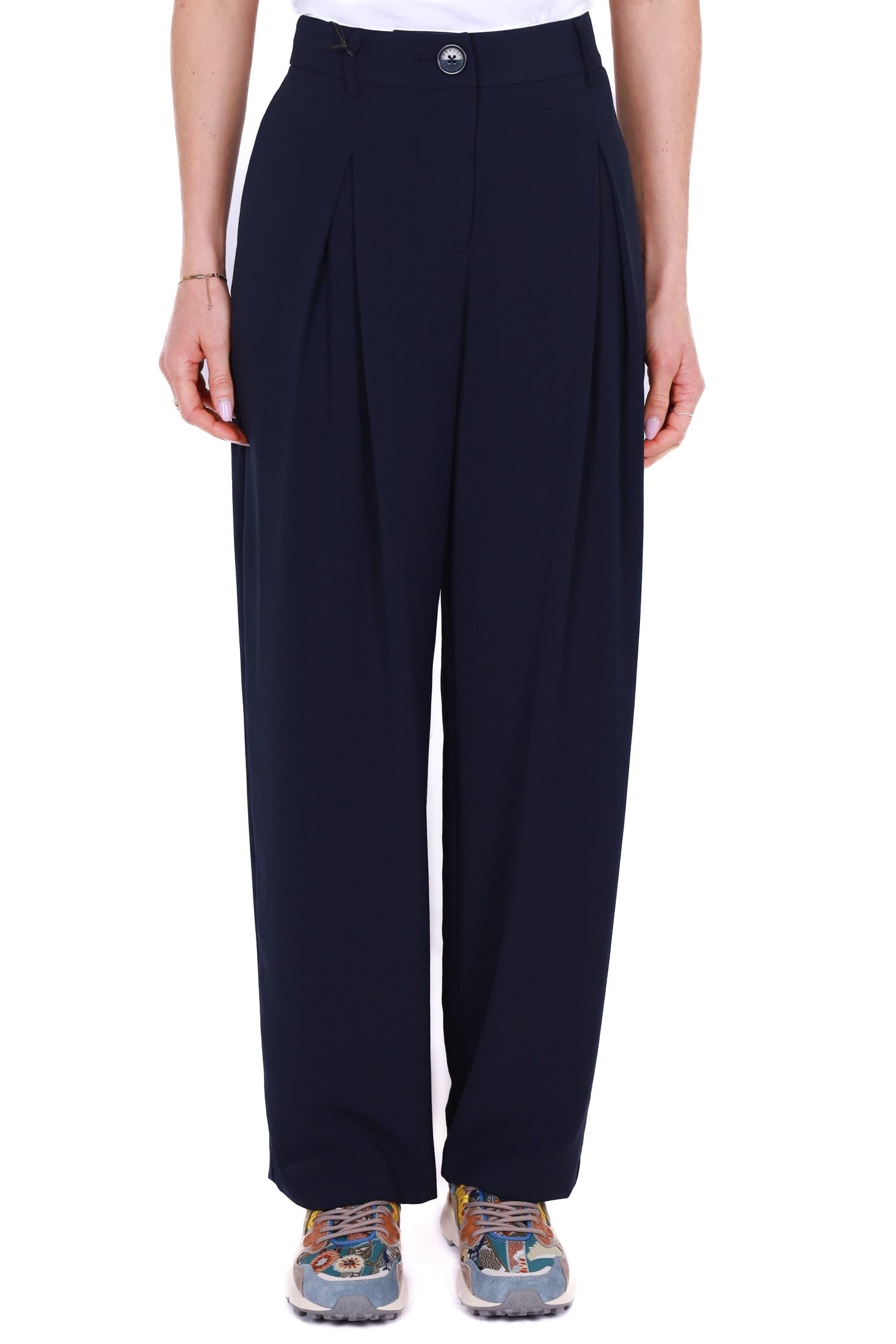 Ax Donna pantalone baggy tessuto fluido blu