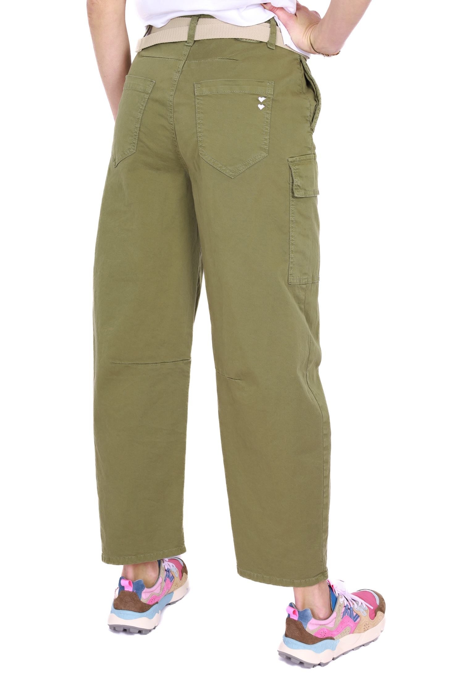 Please pantalone cargo in cotone verde