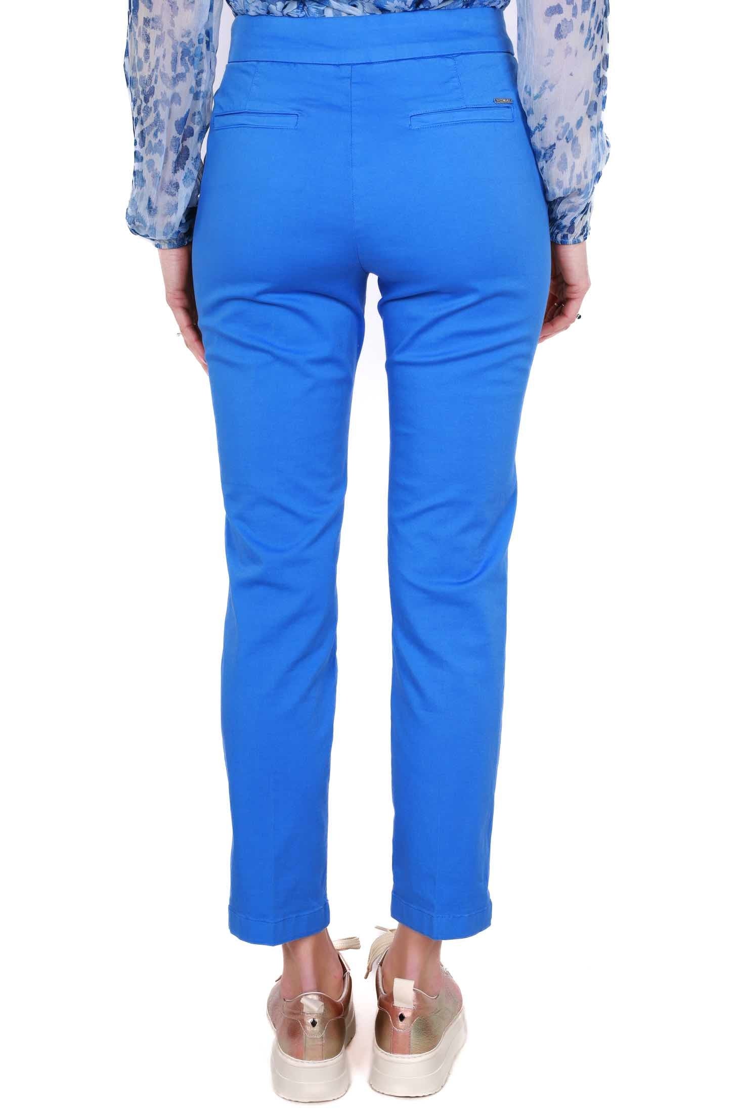 Liu Jo White pantalone chino con bottoni gioiello bluette