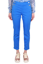 Liu Jo White pantalone chino con bottoni gioiello bluette