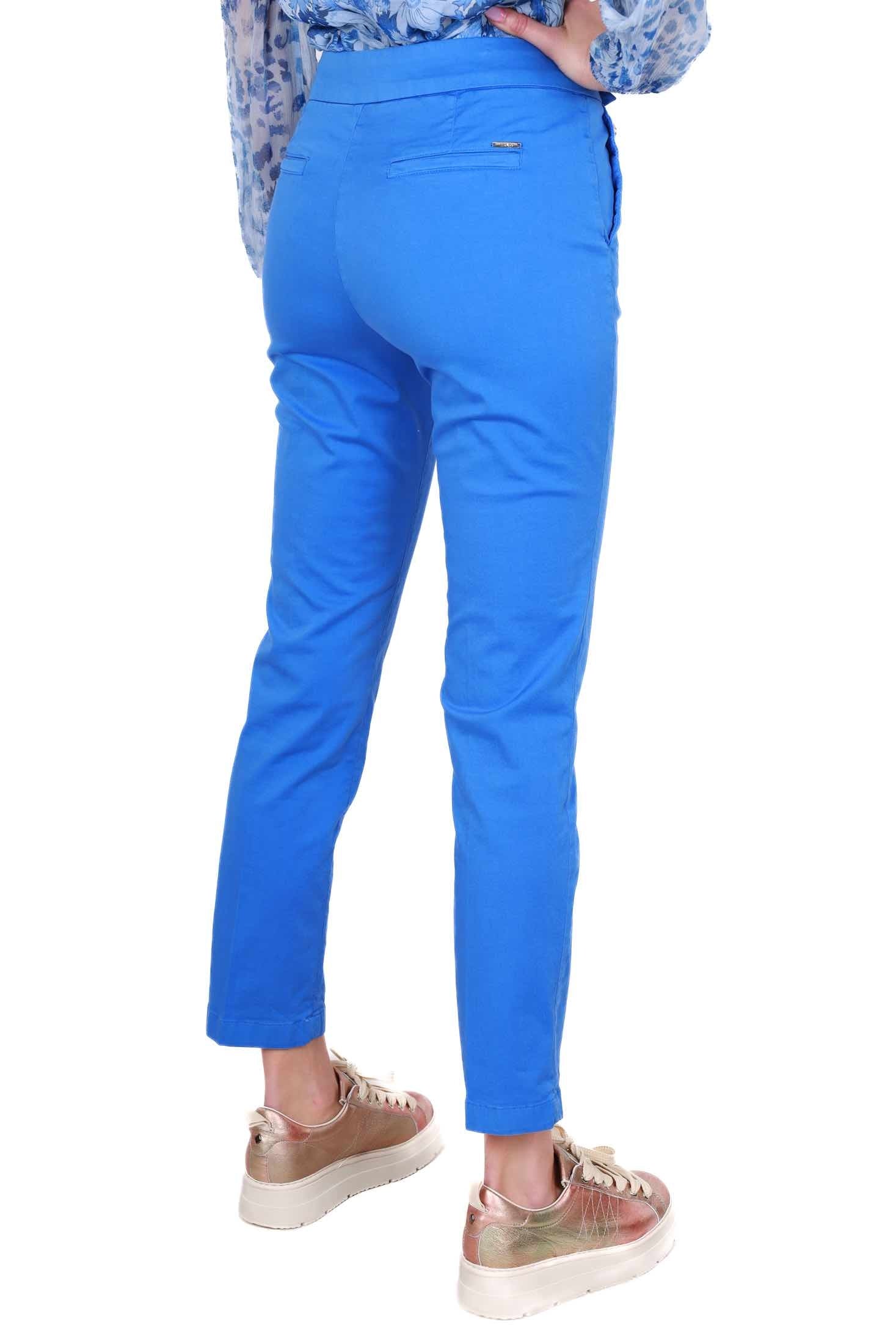 Liu Jo White pantalone chino con bottoni gioiello bluette