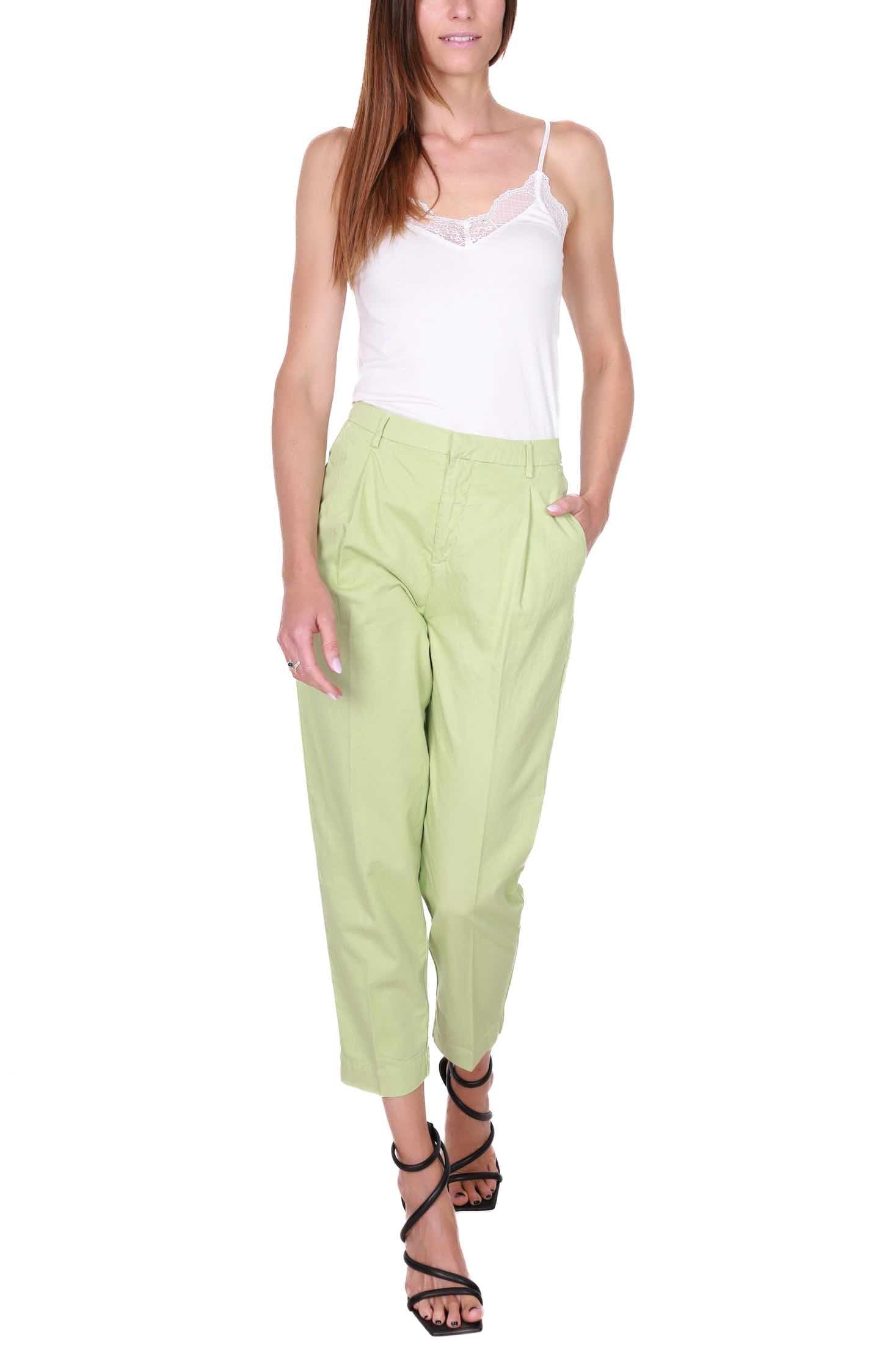 Roy Roger's Donna pantalone chino in misto lino e cotone verde