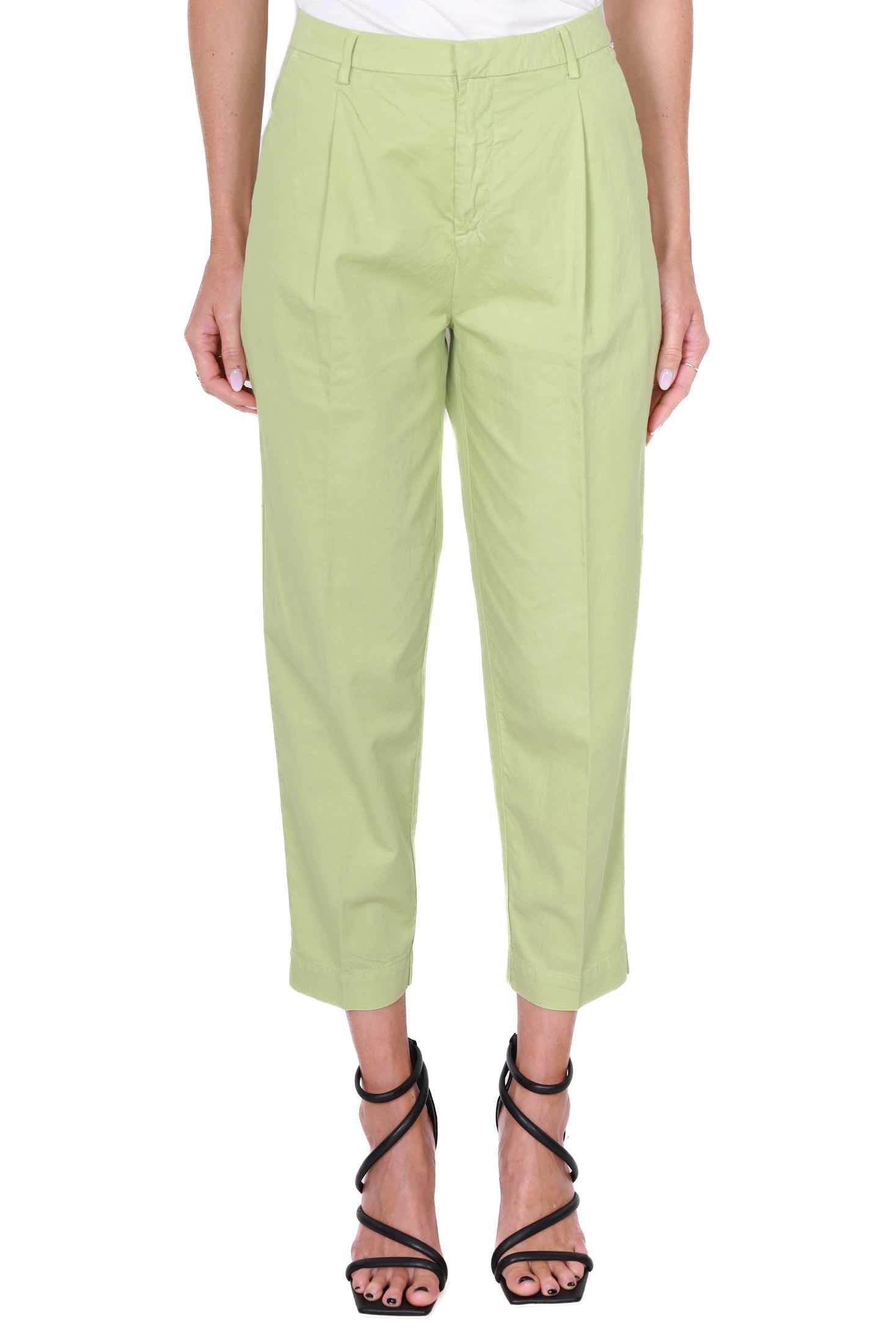 Roy Roger's Donna pantalone chino in misto lino e cotone verde