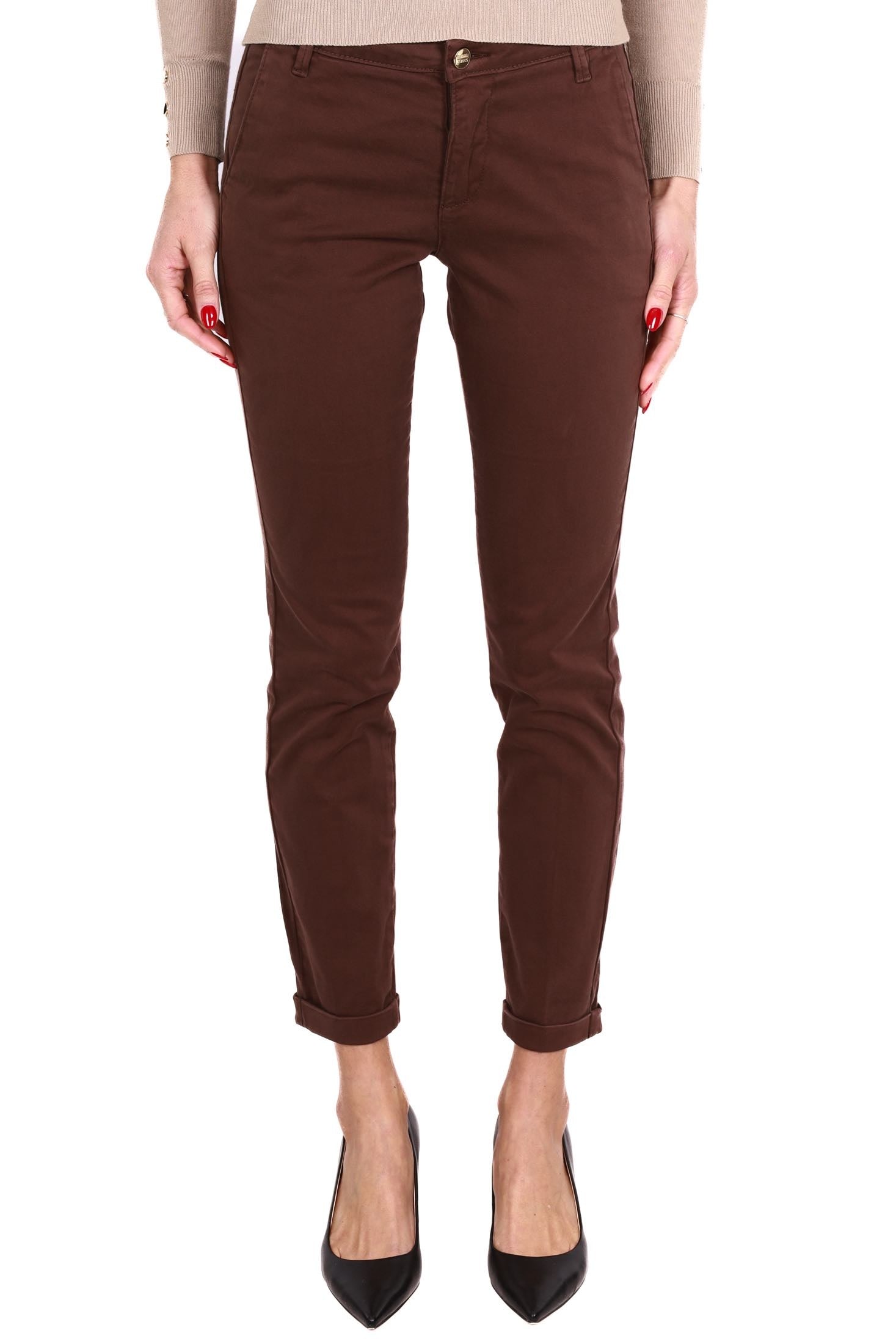 Fracomina pantalone chinos in cotone stretch marrone