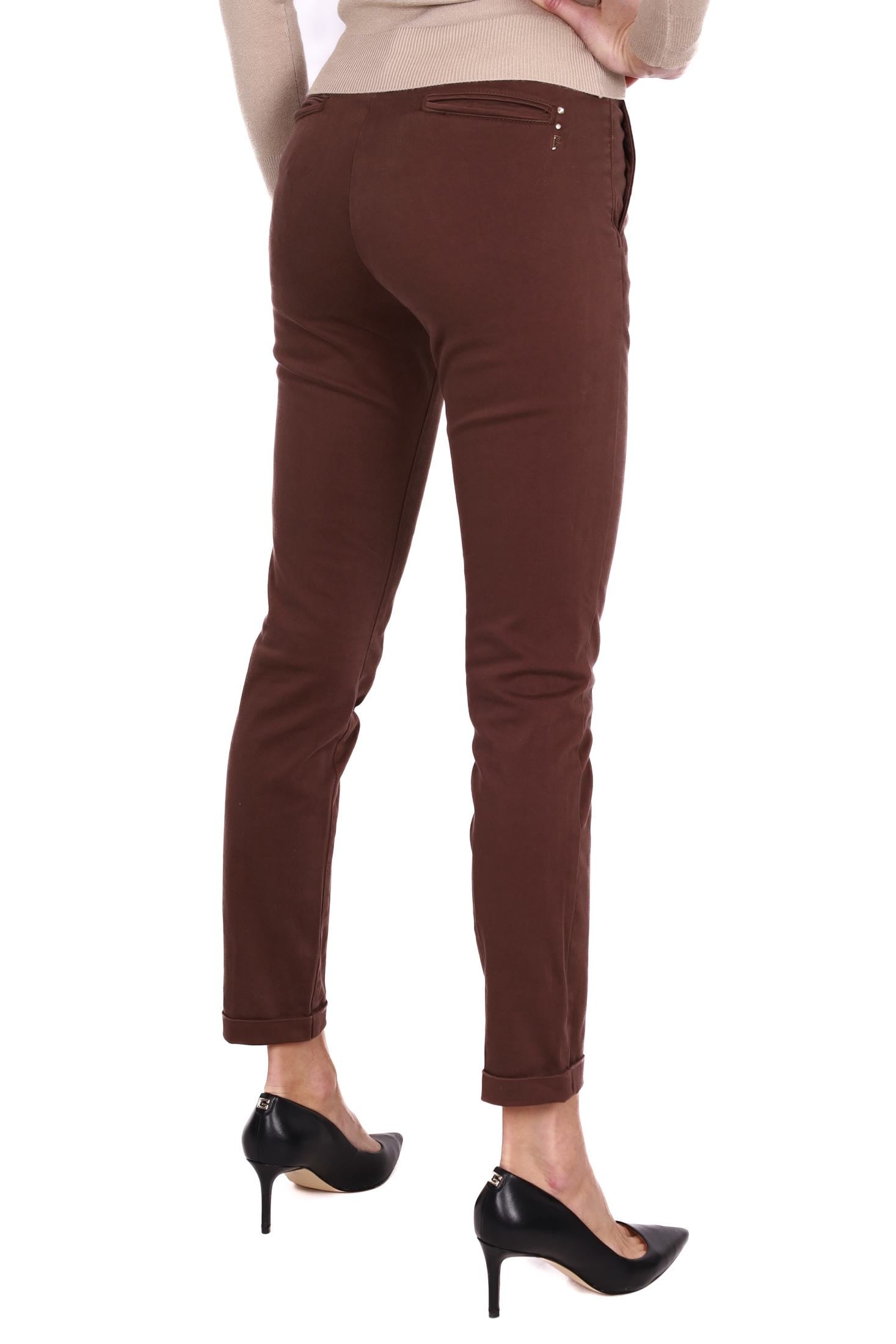 Fracomina pantalone chinos in cotone stretch marrone