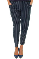 Tommy Hilfiger Donna pantalone con elastico in jersey gessato blu