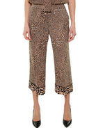 Twin Set Srl pantalone cropped in crepe animalier nero